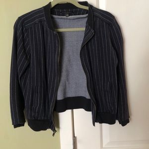 Banana republic navy pinstriped bomber